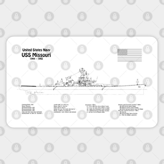 USS Missouri bb-63. World War II Battleship - BDpng Sticker by SPJE Illustration Photography